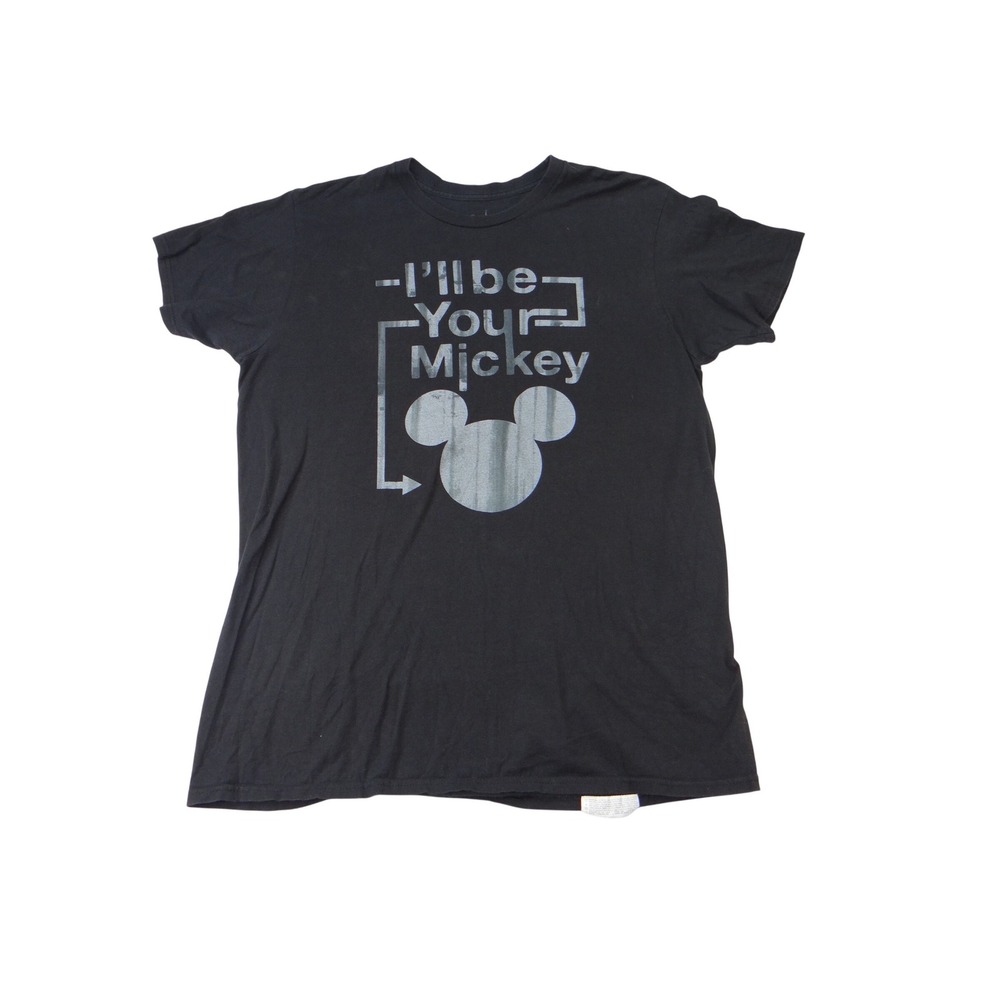 Black Mickey Mouse I'll Be Your Mickey‎ Graphic T Shirt Men's Large Cotton